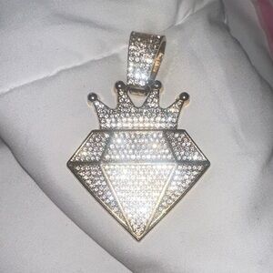 Gold-Tone Crown Diamond Pendant Necklace - Women's Jewelry (costume jewelry)